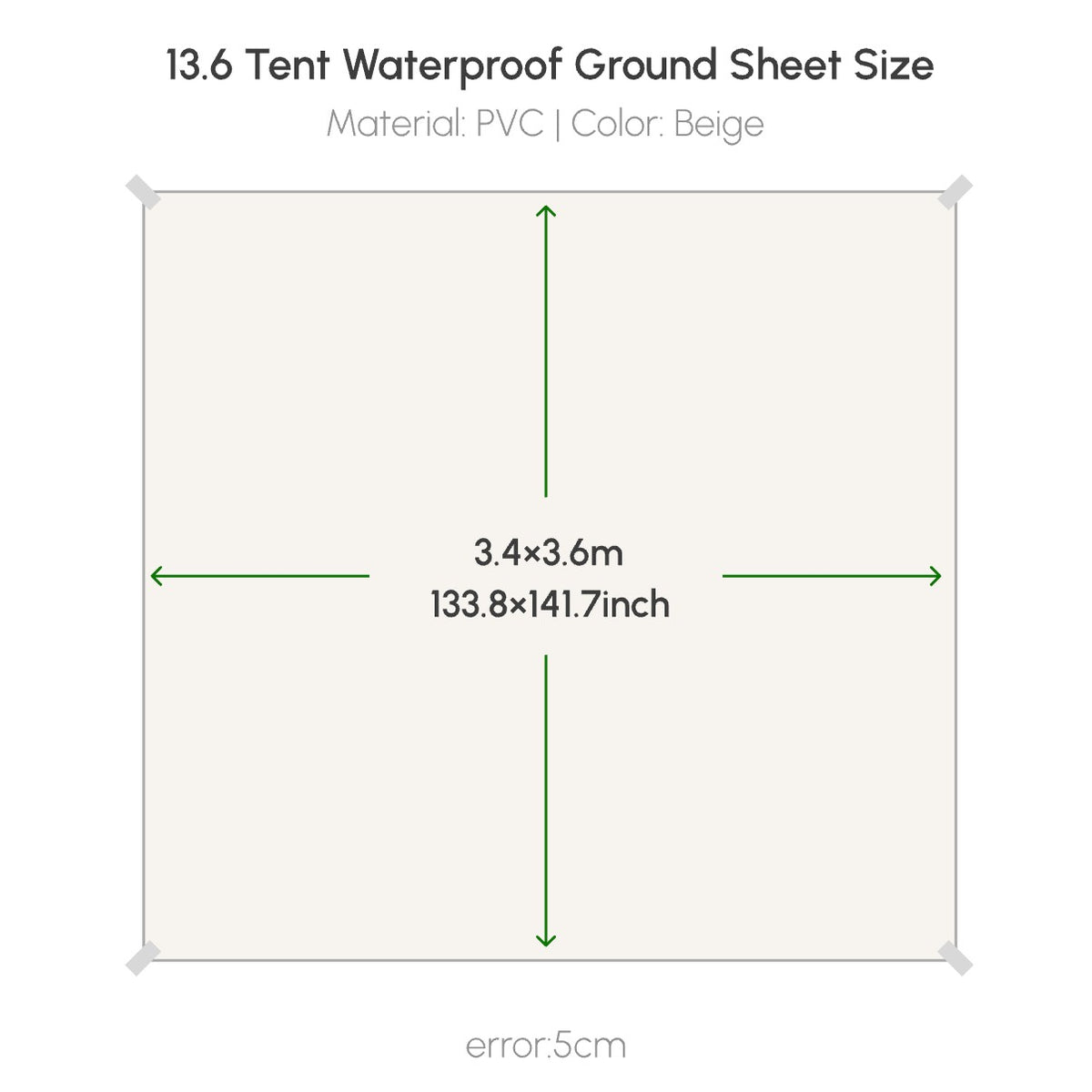 Coody 13.6 PVC Ground Sheet Tent Footprint for Inflatable Tents Waterproof Heavy-Duty Camping Mat