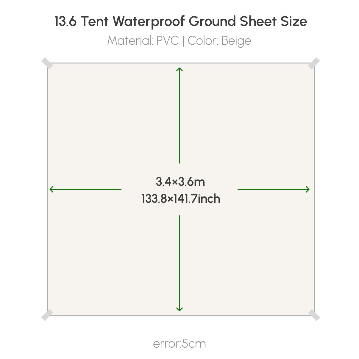 Coody 13.6 PVC Ground Sheet Tent Footprint for Inflatable Tents Waterproof Heavy-Duty Camping Mat