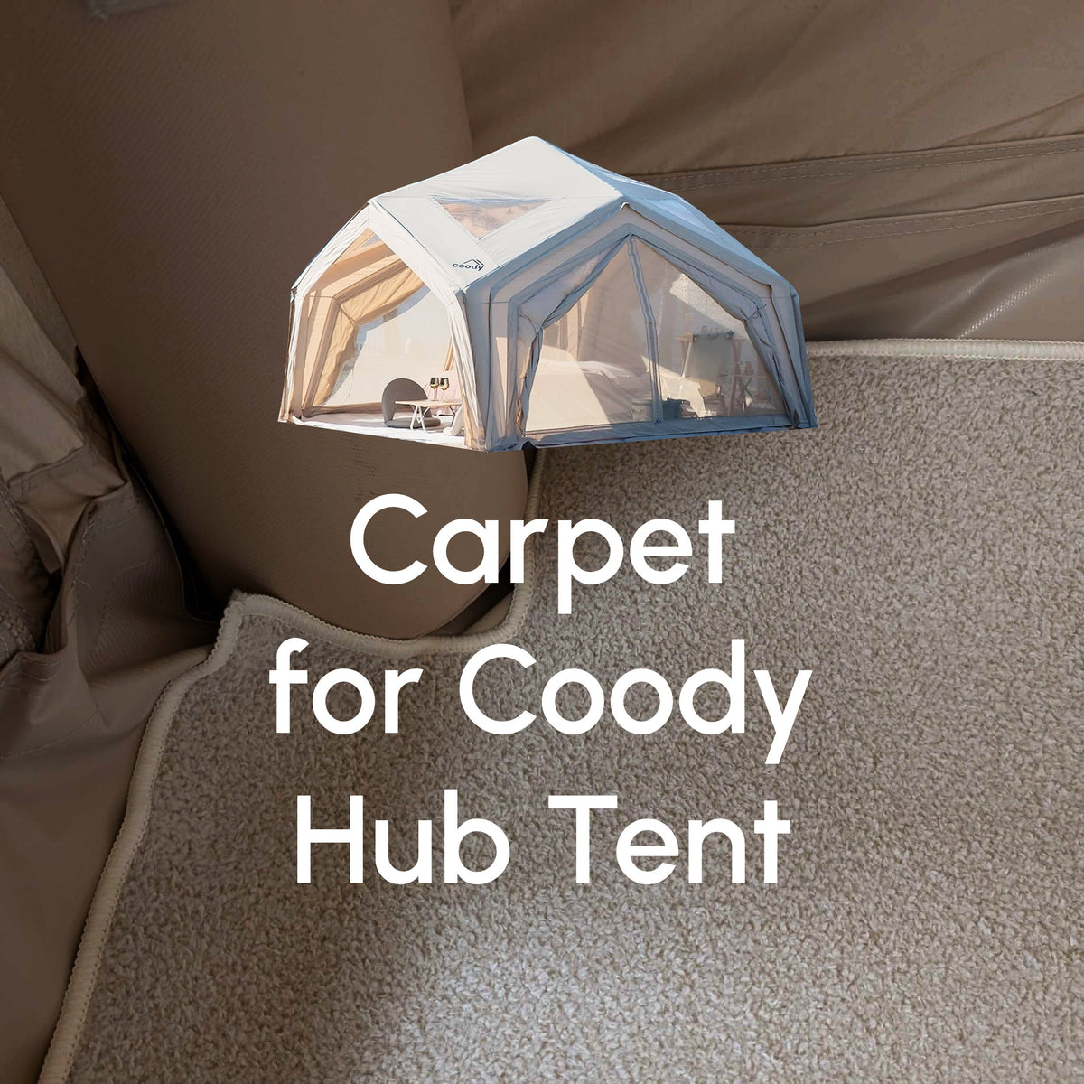 Coody Insulated Tent Carpet for Hub Inflatable Tent Padded Floor Mat Non-Slip Modular - Beige