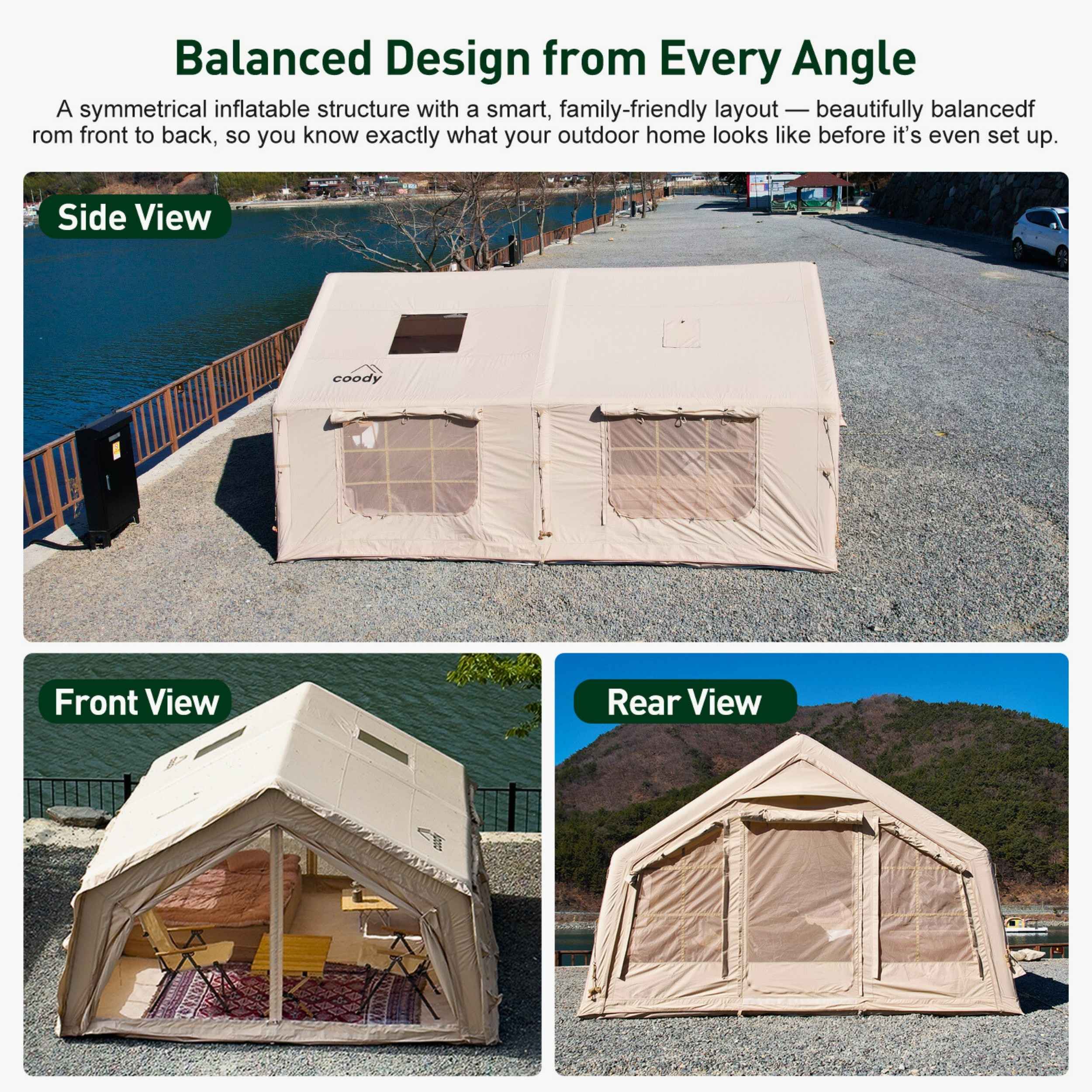 Coody Familia AirTent 13.6 Beige Inflatable Tent House for Camping (2-8 Person)