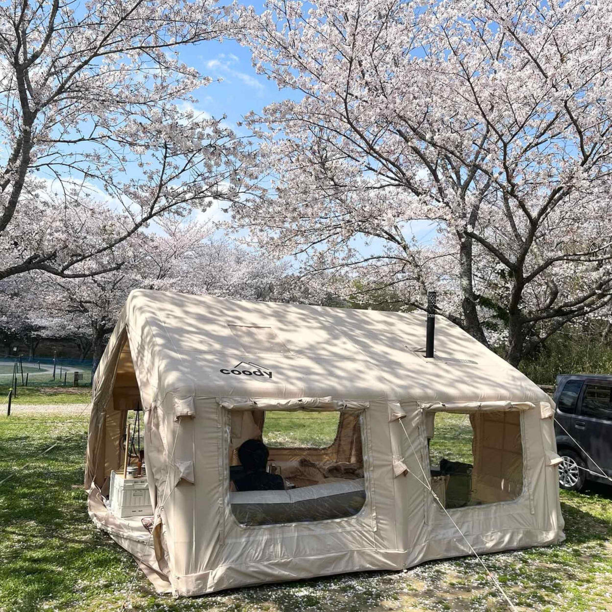 Coody Familia AirTent 13.6 Beige Inflatable Tent House for Camping (2-8 Person)