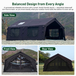 Coody Familia AirTent 13.6 Black Inflatable Tent House for Camping (2-8 Person)