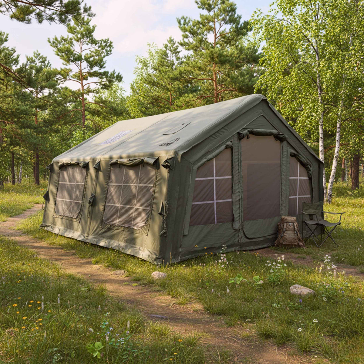 Coody Familia AirTent 13.6 Forest Green Inflatable Tent House for Camping (2-8 Person)