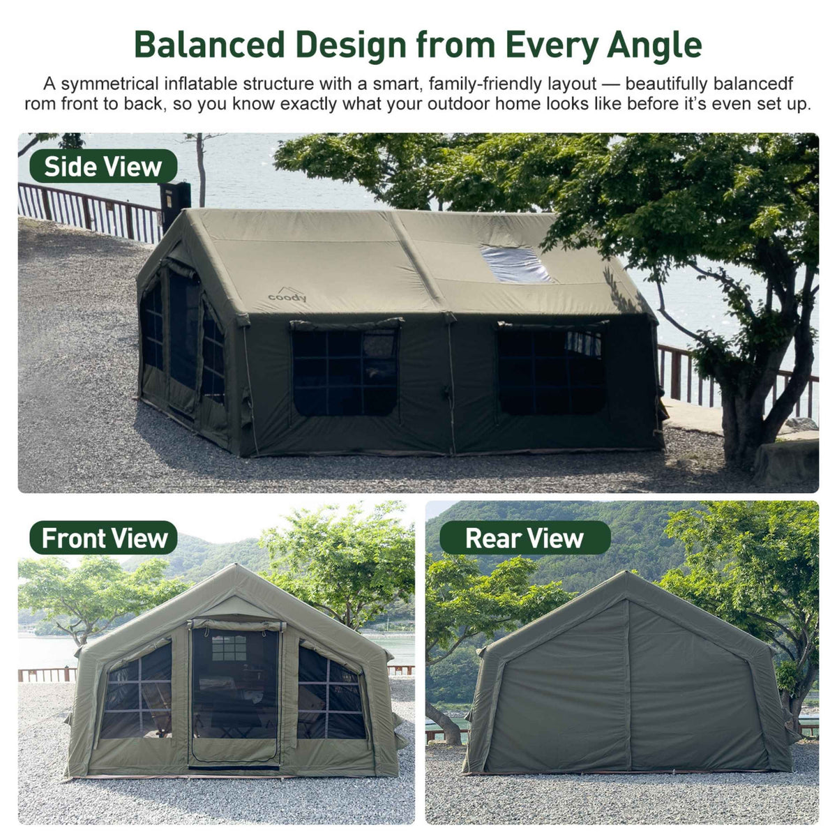 Coody Familia AirTent 13.6 Forest Green Inflatable Tent House for Camping (2-8 Person)