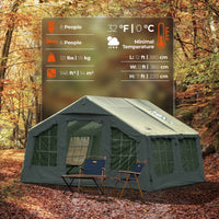 Coody Familia AirTent 13.6 Forest Green Inflatable Tent House for Camping (2-8 Person)