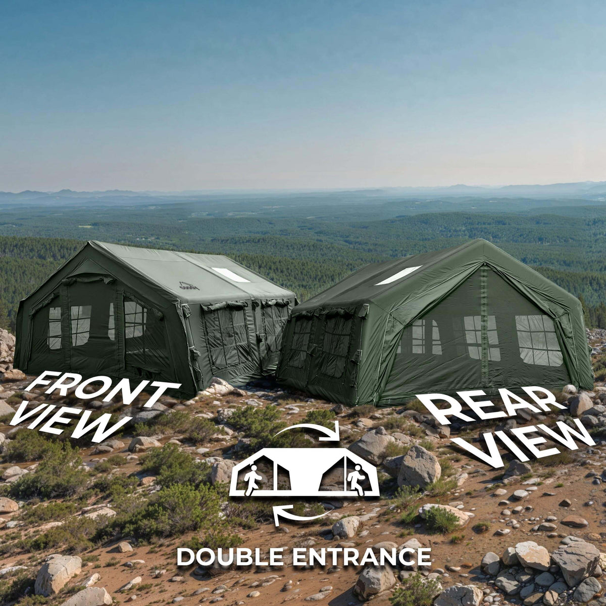 Coody Familia AirTent 13.6 Forest Green Inflatable Tent House for Camping (2-8 Person)