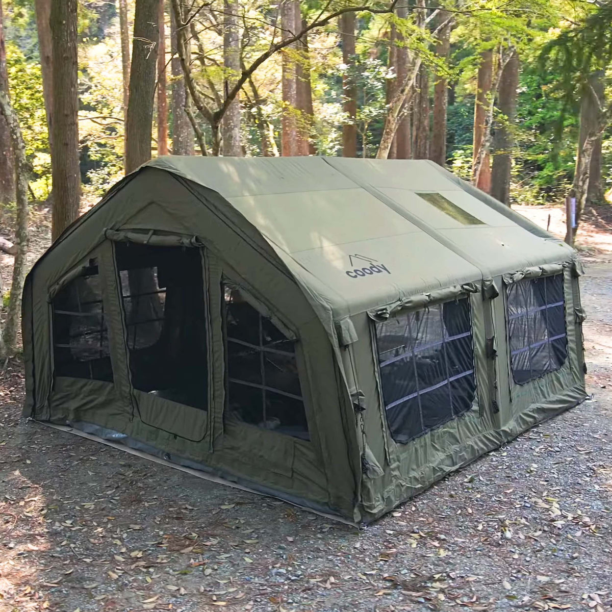 Coody Familia AirTent 13.6 Forest Green Inflatable Tent House for Camping (2-8 Person)