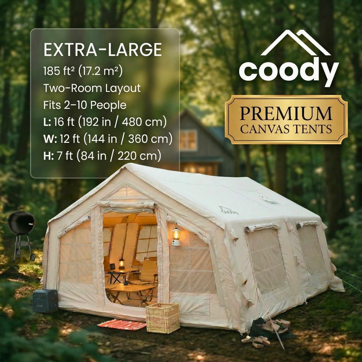 Coody Familia AirTent 17.2 Beige Inflatable Tent House for Camping (2- – Coody Tents