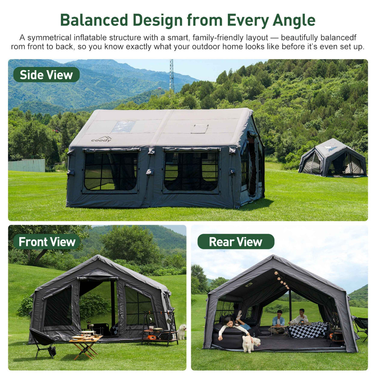 Coody Familia AirTent 17.2 gray Inflatable Tent House for Camping (2-10 Person)