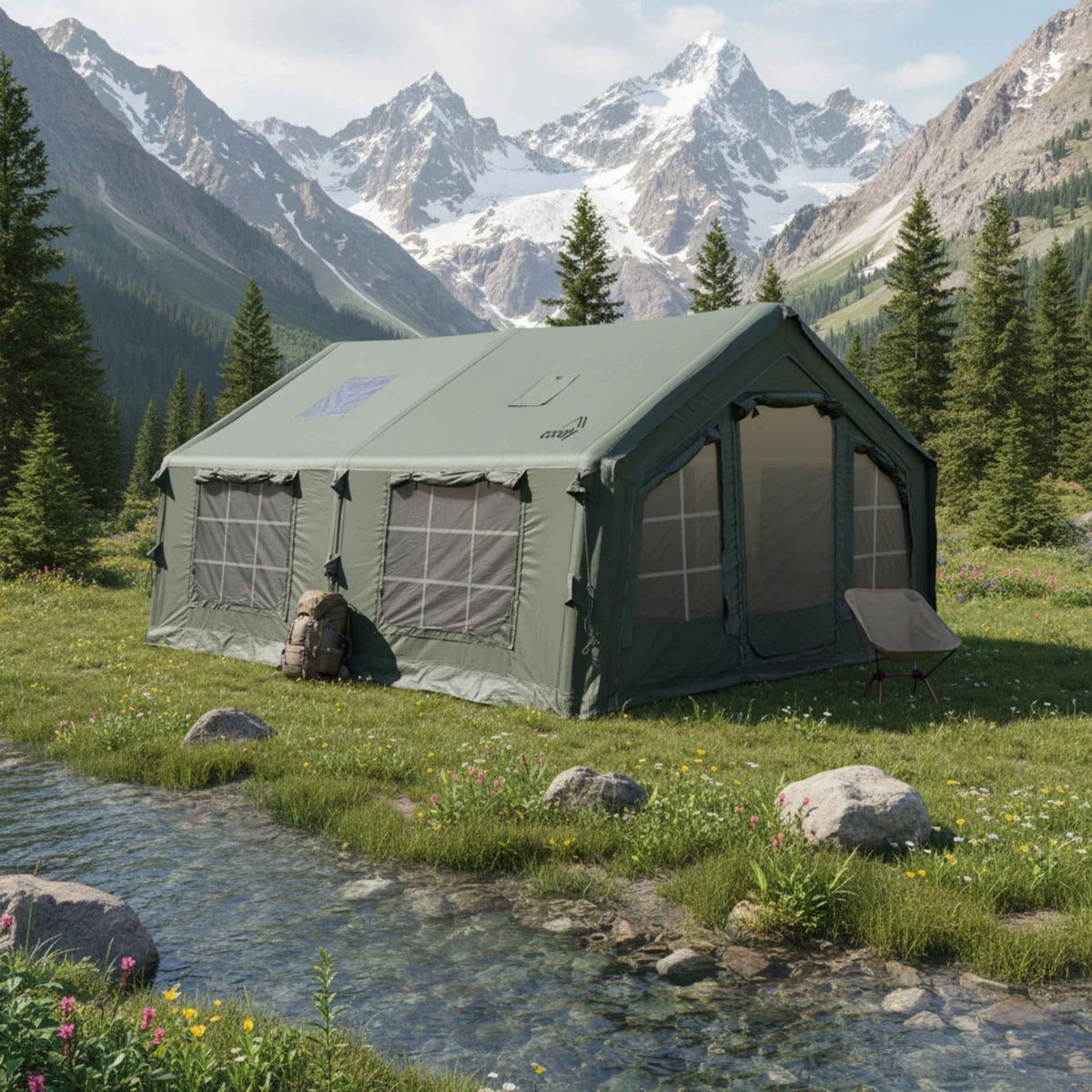 Coody Familia AirTent 17.2 green Inflatable Tent House for Camping (2-10 Person)