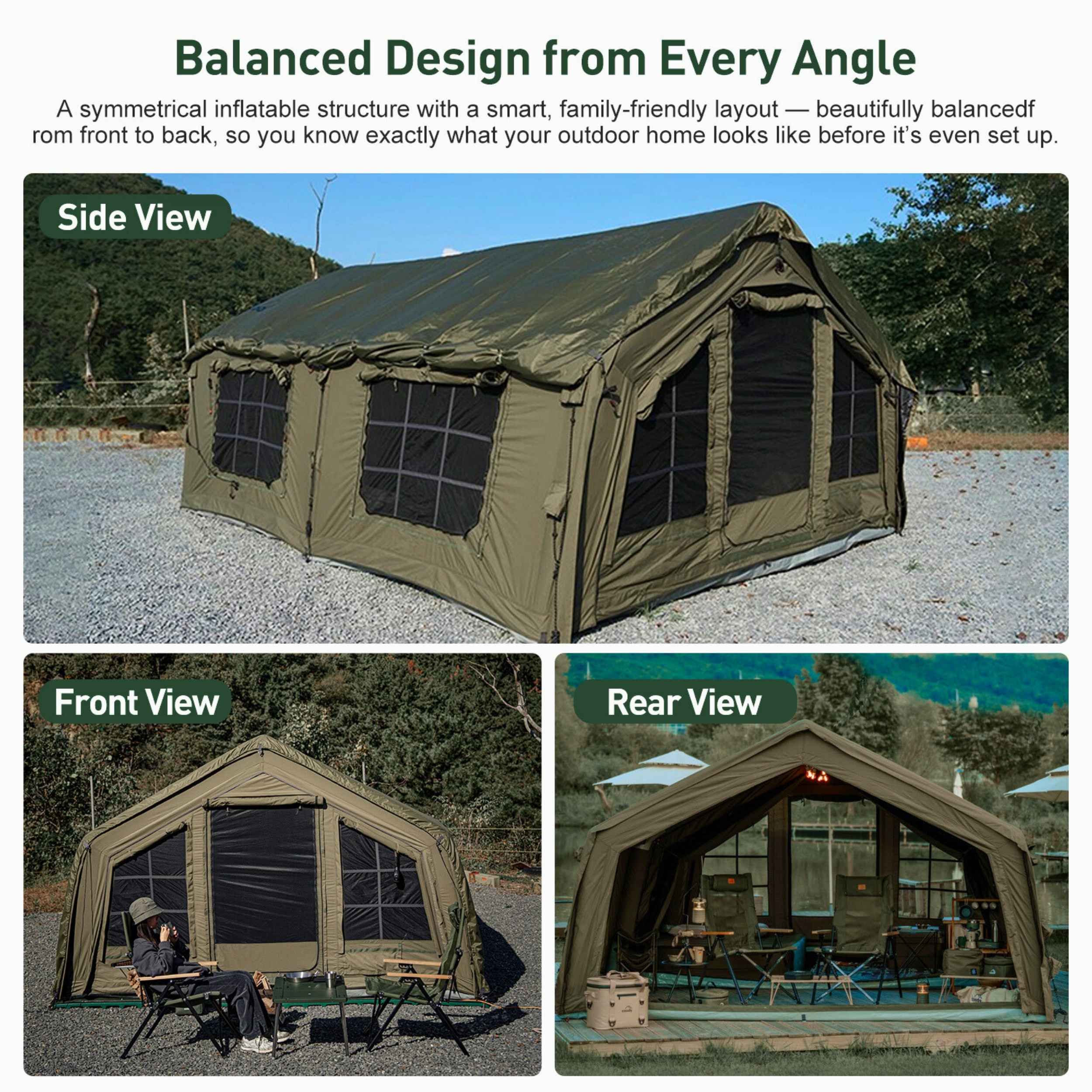 Coody Familia AirTent 17.2 green Inflatable Tent House for Camping (2-10 Person)