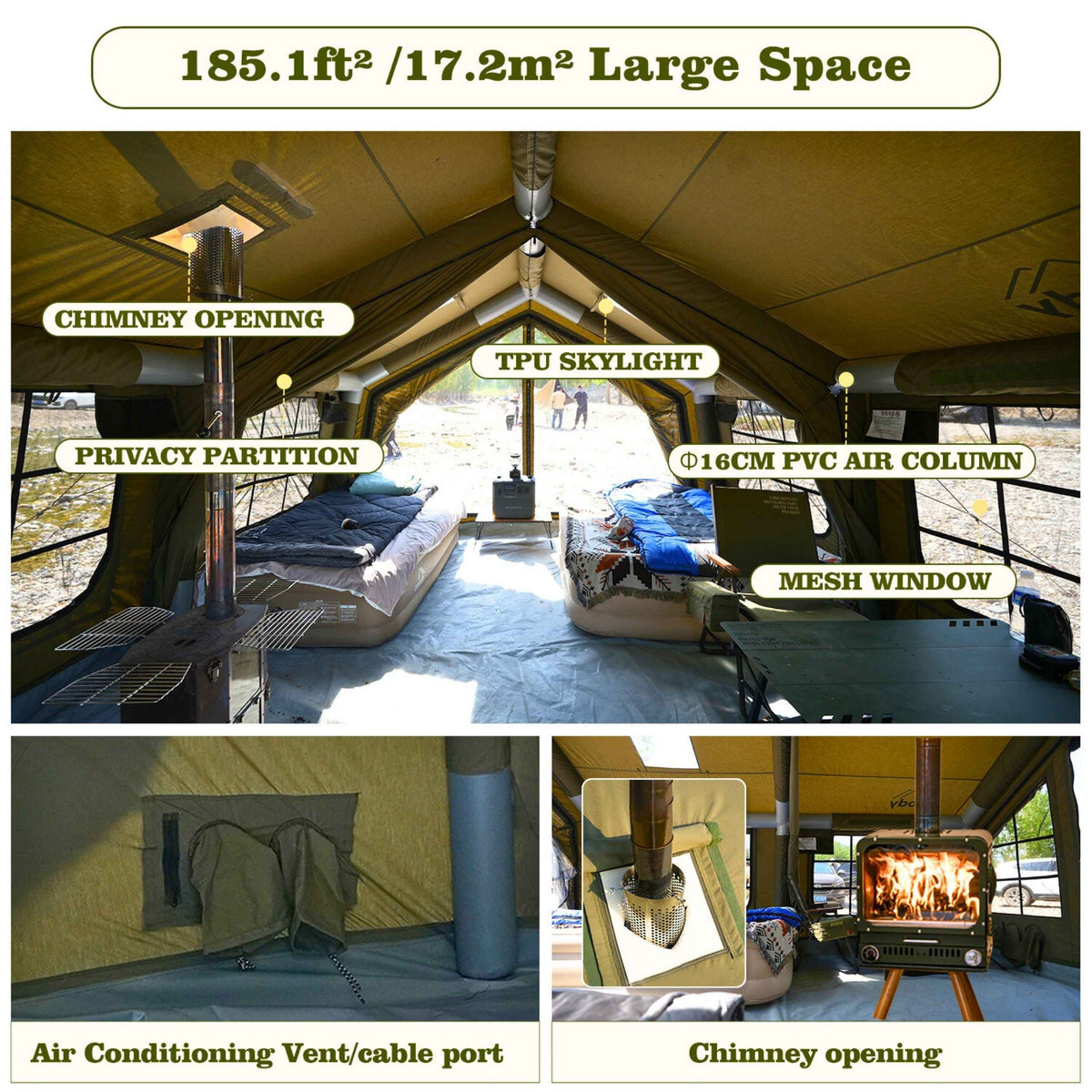 Coody Familia AirTent 17.2 green Inflatable Tent House for Camping (2-10 Person)