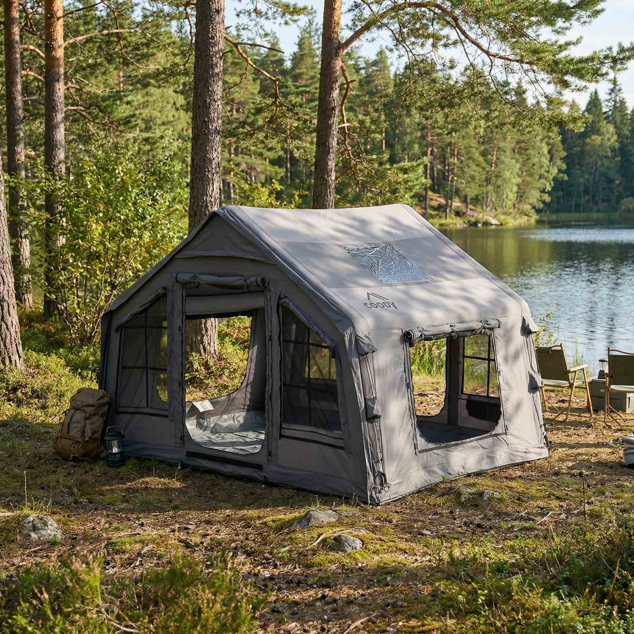 Coody 8.0 Air Tent gray - Inflatable Tent House for Camping (1-4 Person)