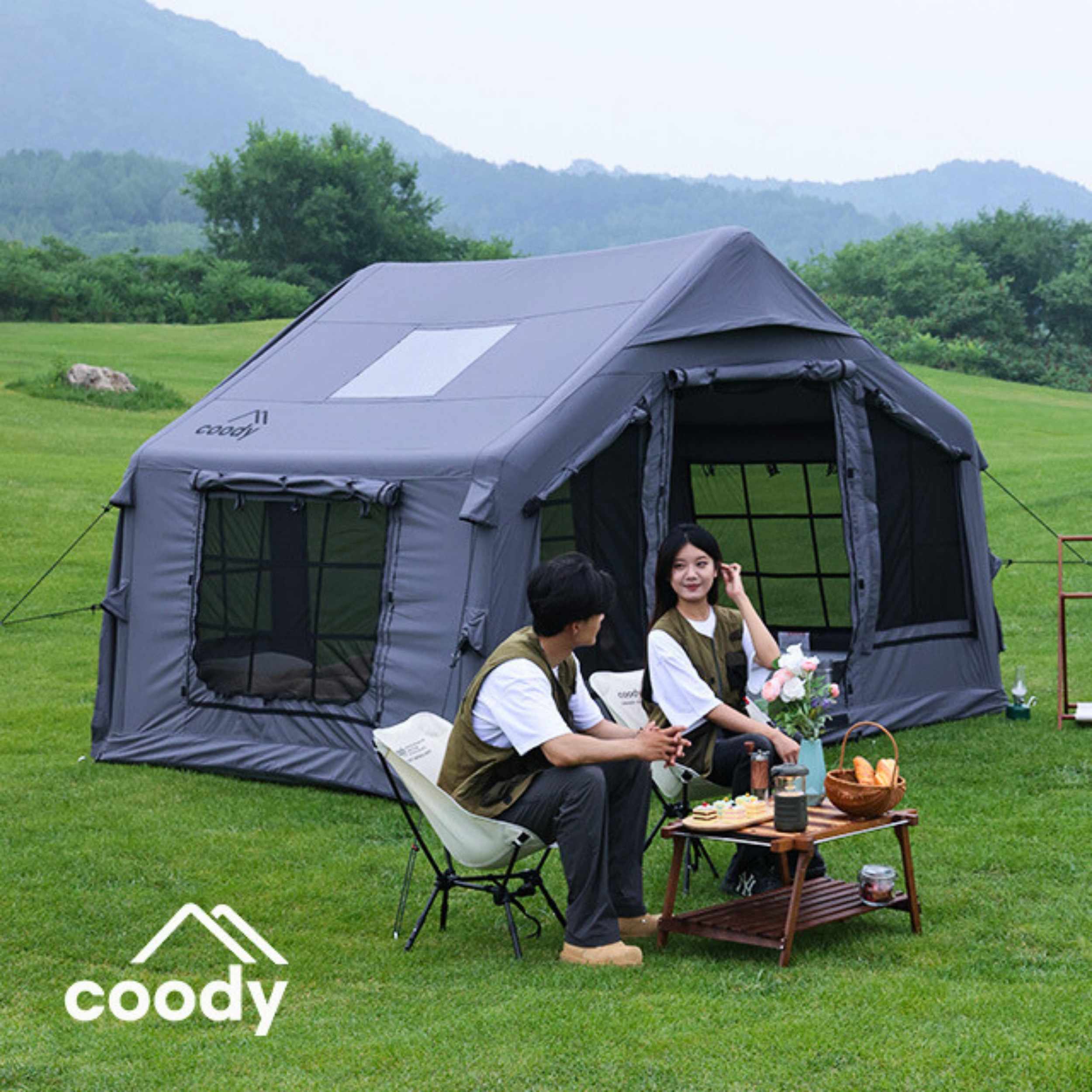 Coody 8.0 Air Tent gray - Inflatable Tent House for Camping (1-4 Person)
