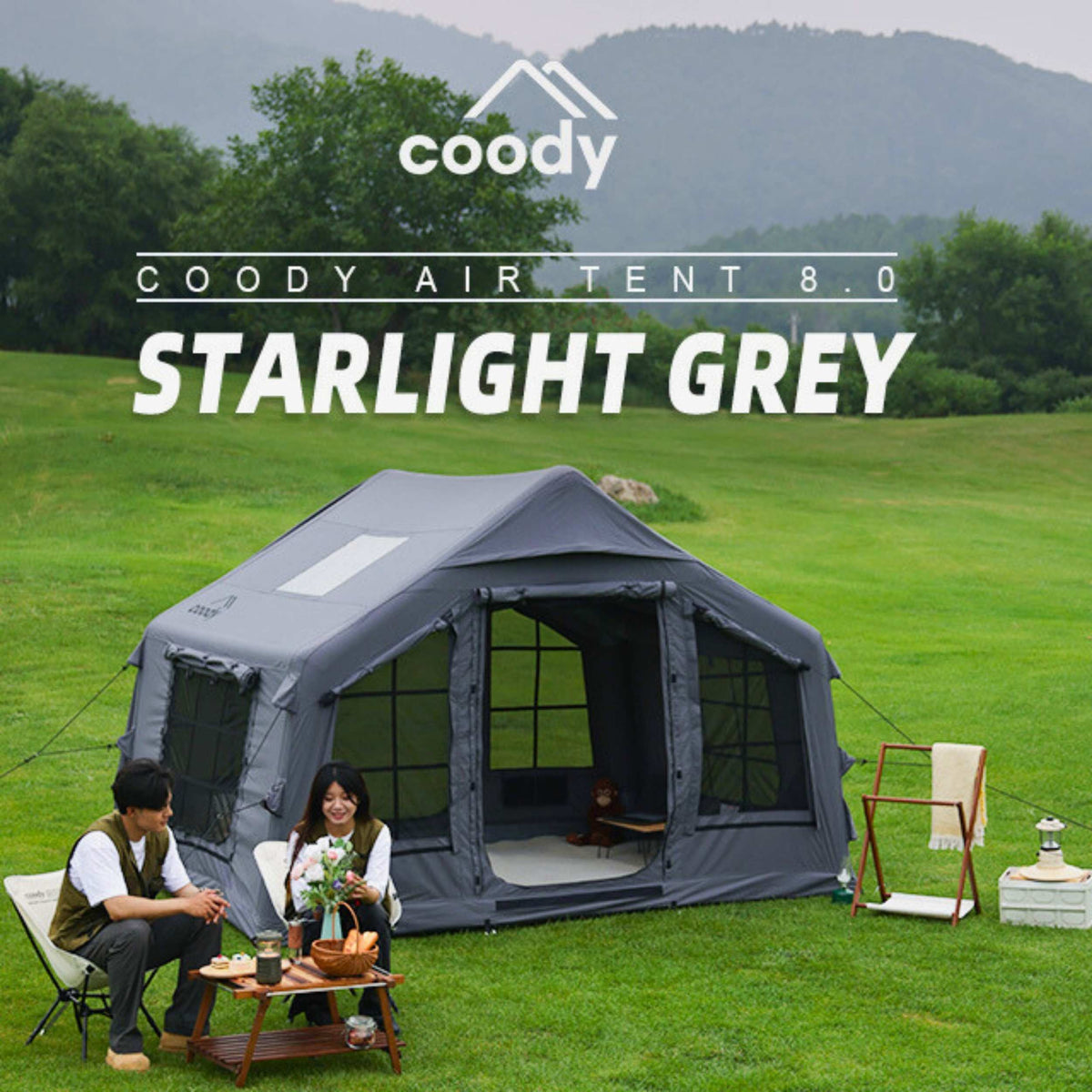 Coody 8.0 Air Tent gray - Inflatable Tent House for Camping (1-4 Person)
