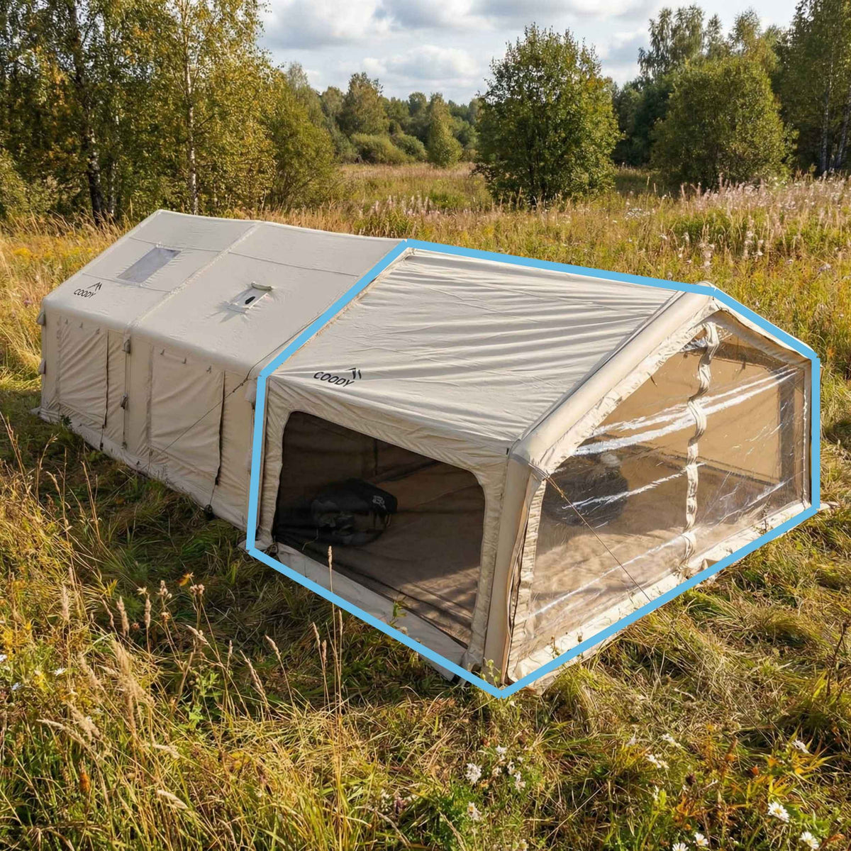 Coody Inflatable Air Tarp Canopy for Coody 10 13.6 17.2 and Hub Inflatable Tents Air Beam Camping Shelter - Beige
