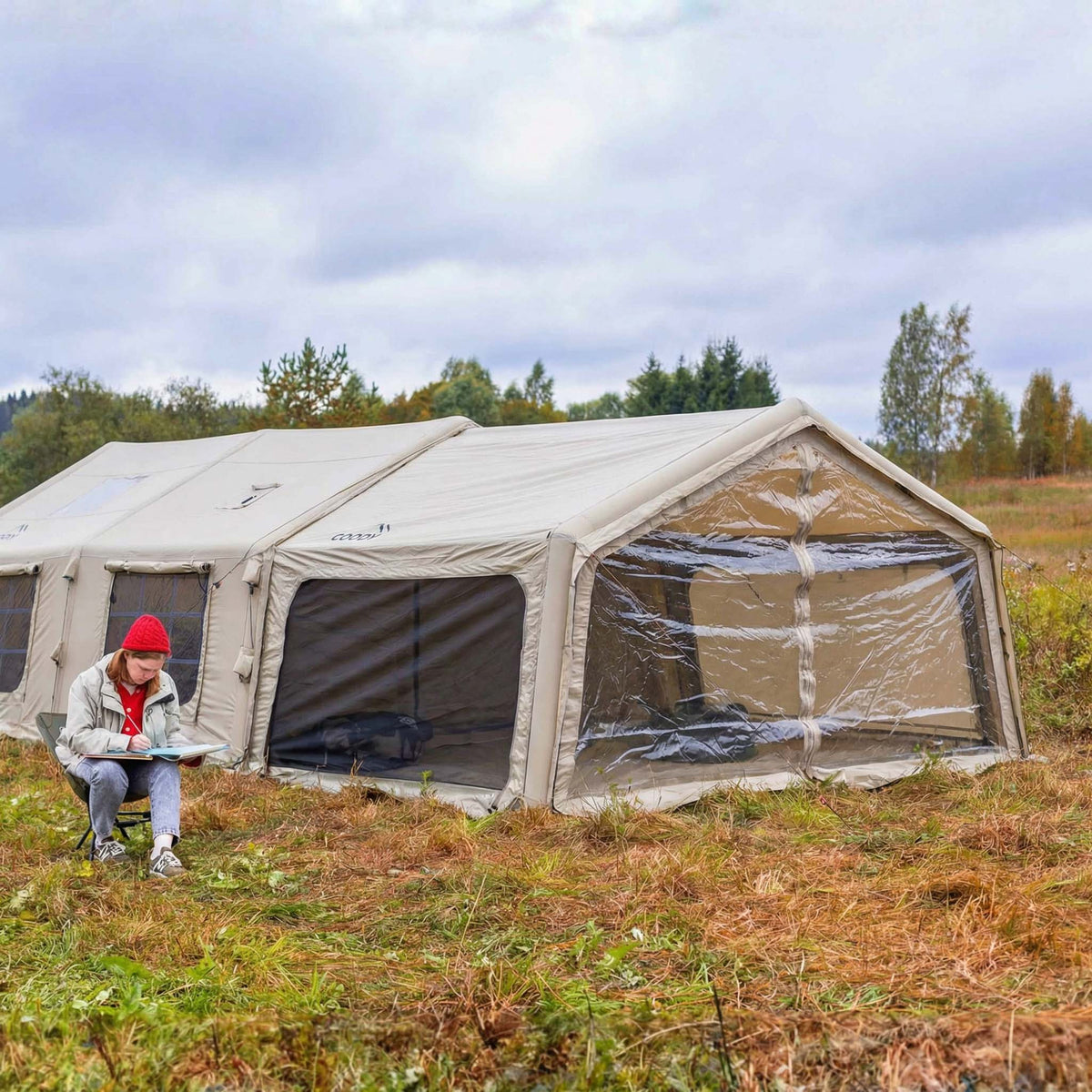 Coody Inflatable Air Tarp Canopy for Coody 10 13.6 17.2 and Hub Inflatable Tents Air Beam Camping Shelter - Beige