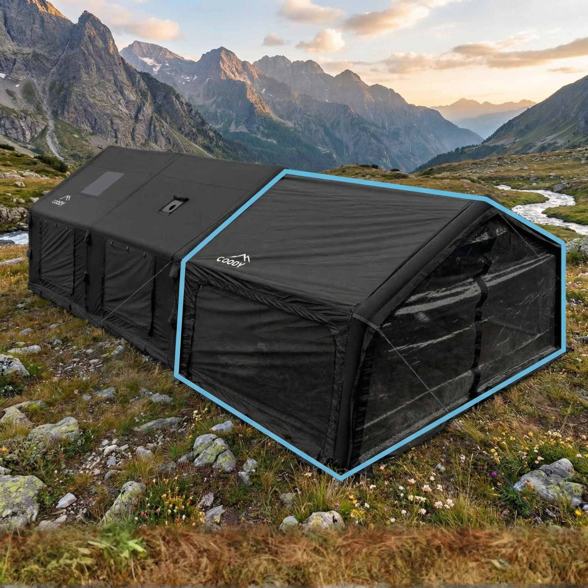 Coody Inflatable Air Tarp Canopy for Coody 10 13.6 17.2 and Hub Inflatable Tents Air Beam Camping Shelter - Black