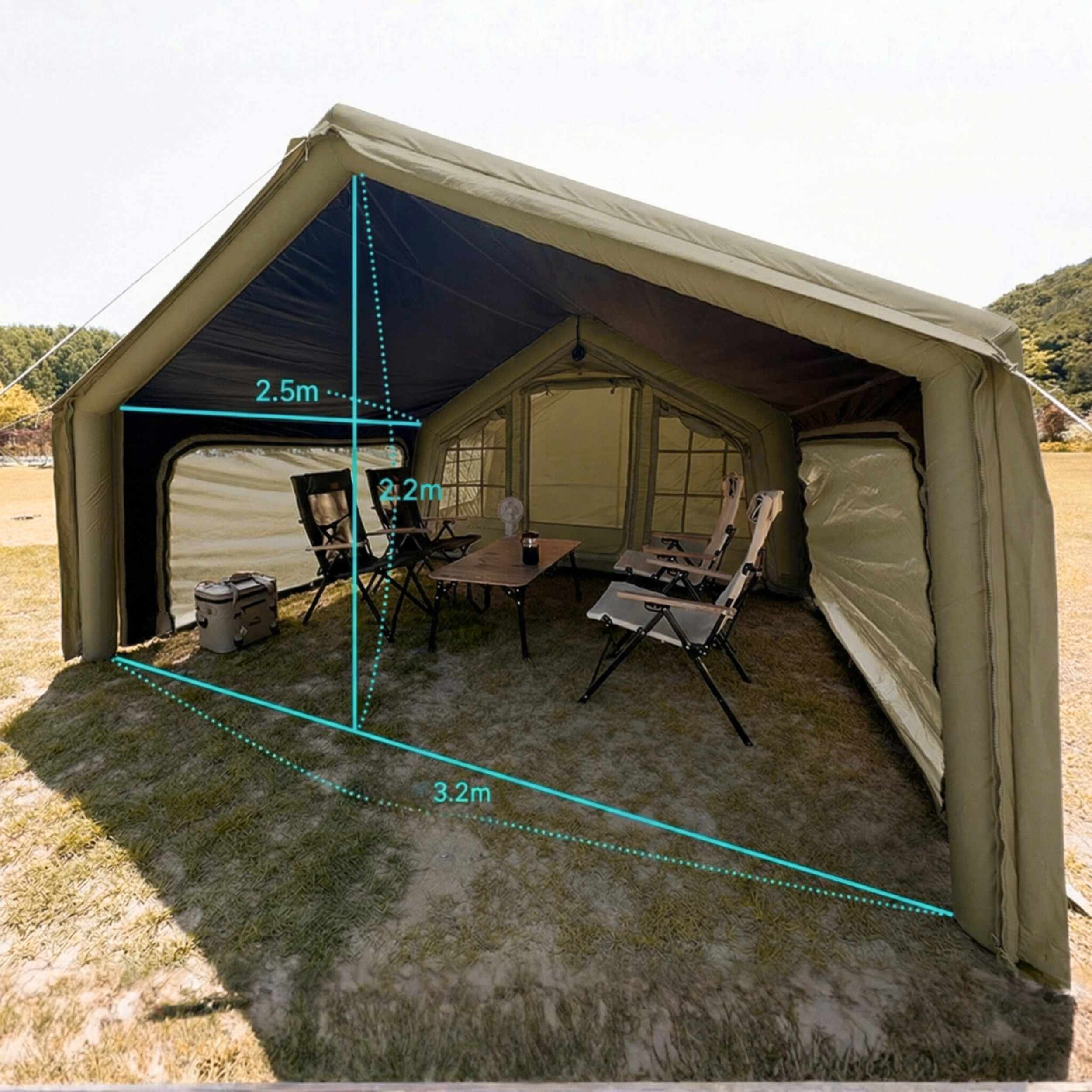 Coody Inflatable Air Tarp Canopy for Coody 8 Tent Air Beam Camping Shelter Sunshade Waterproof - Forest Green