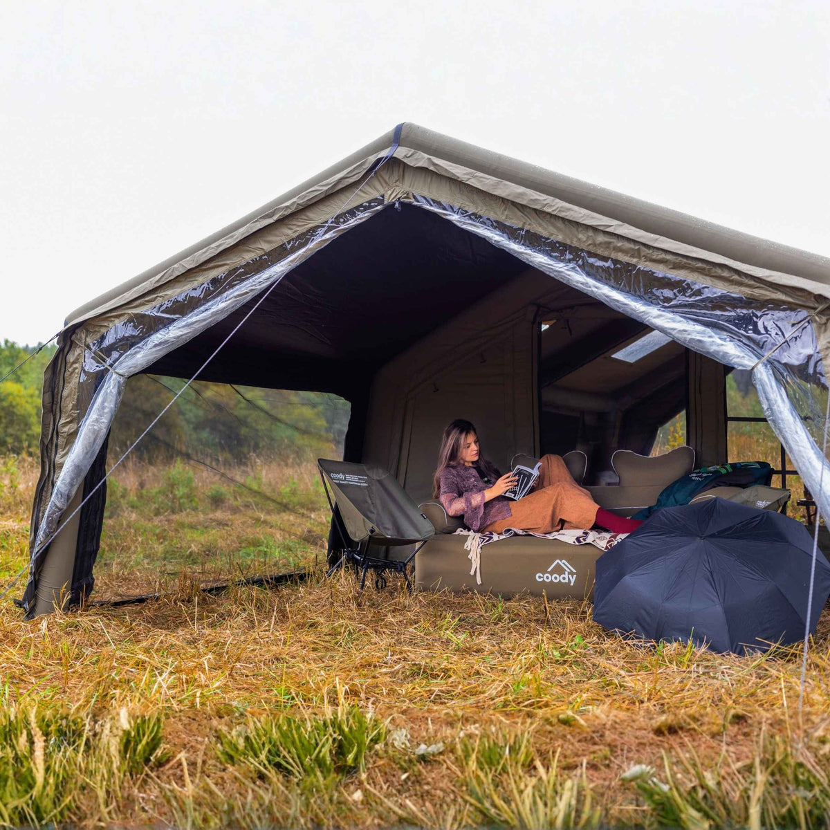 Coody Inflatable Air Tarp Canopy for Coody 8 Tent Air Beam Camping Shelter Sunshade Waterproof - Forest Green