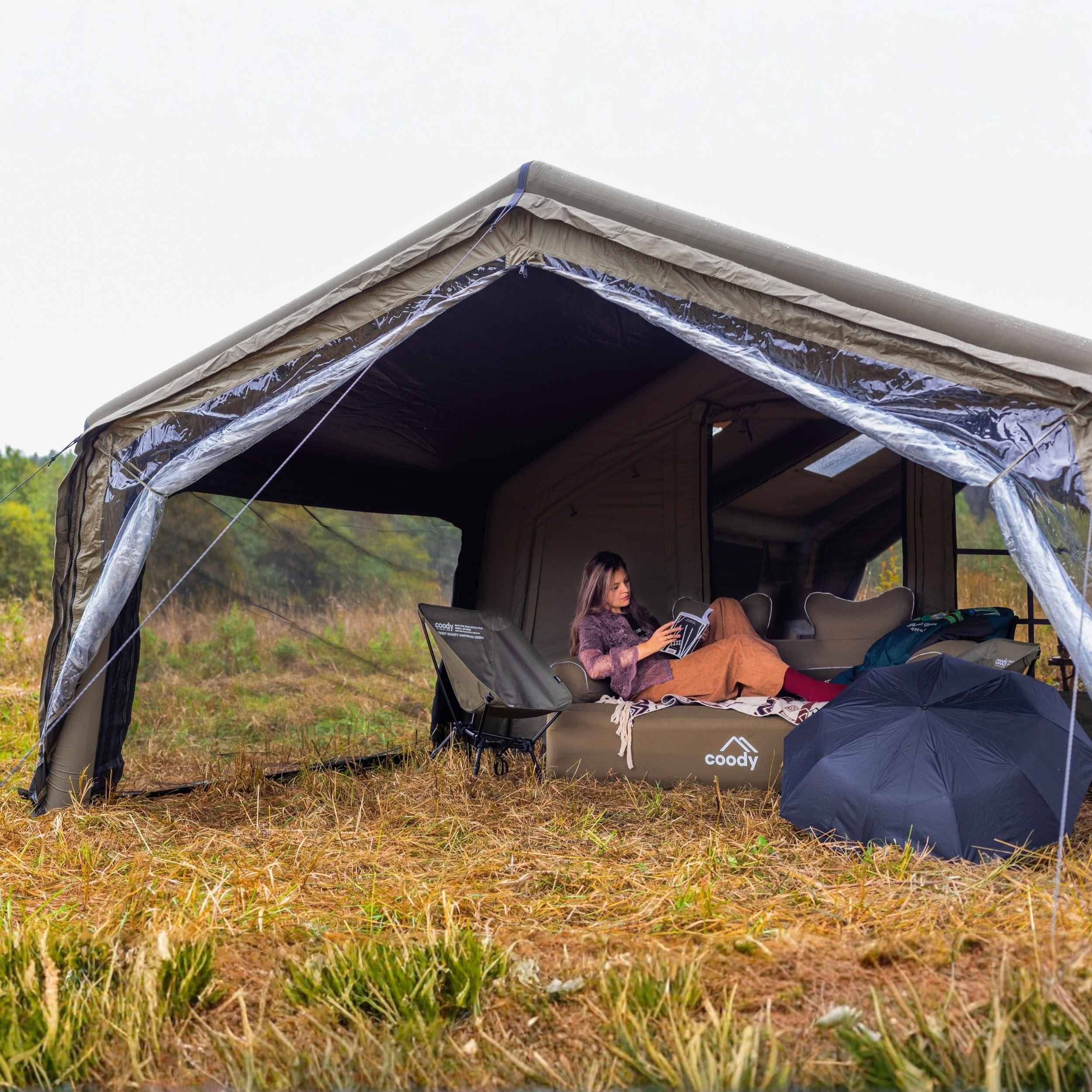 Coody Inflatable Air Tarp Canopy for Coody 8 Tent Air Beam Camping Shelter Sunshade Waterproof - Forest Green
