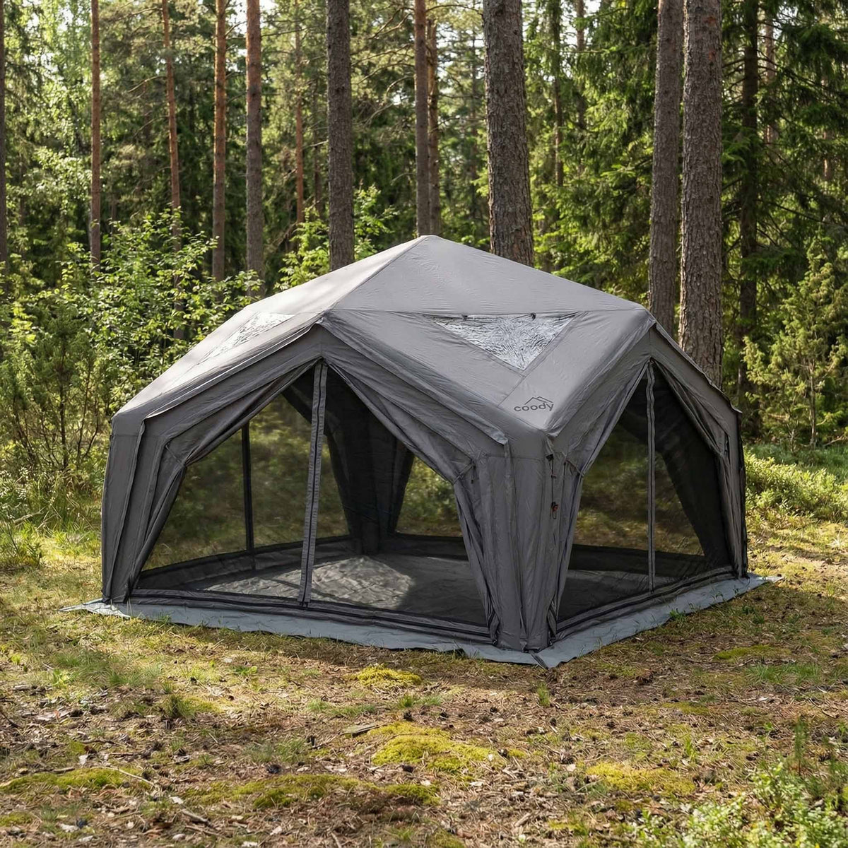 Coody AirTent Hub Shelter Gray Inflatable Tents for Camping (2-6 Person)