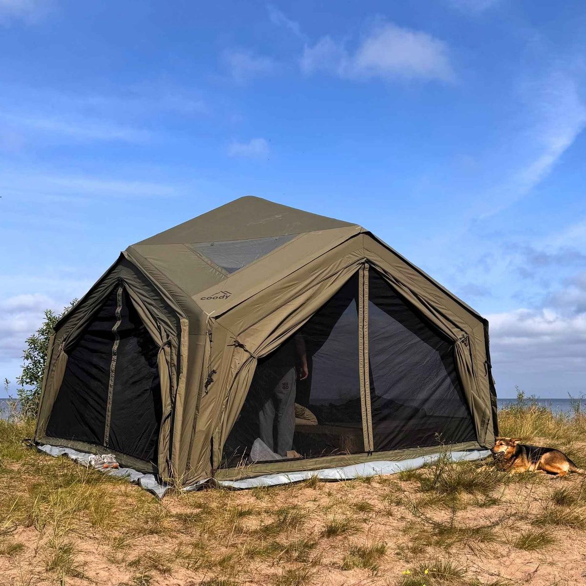 Coody AirTent Hub Shelter Green Inflatable Tents for Camping (2-6 Person)