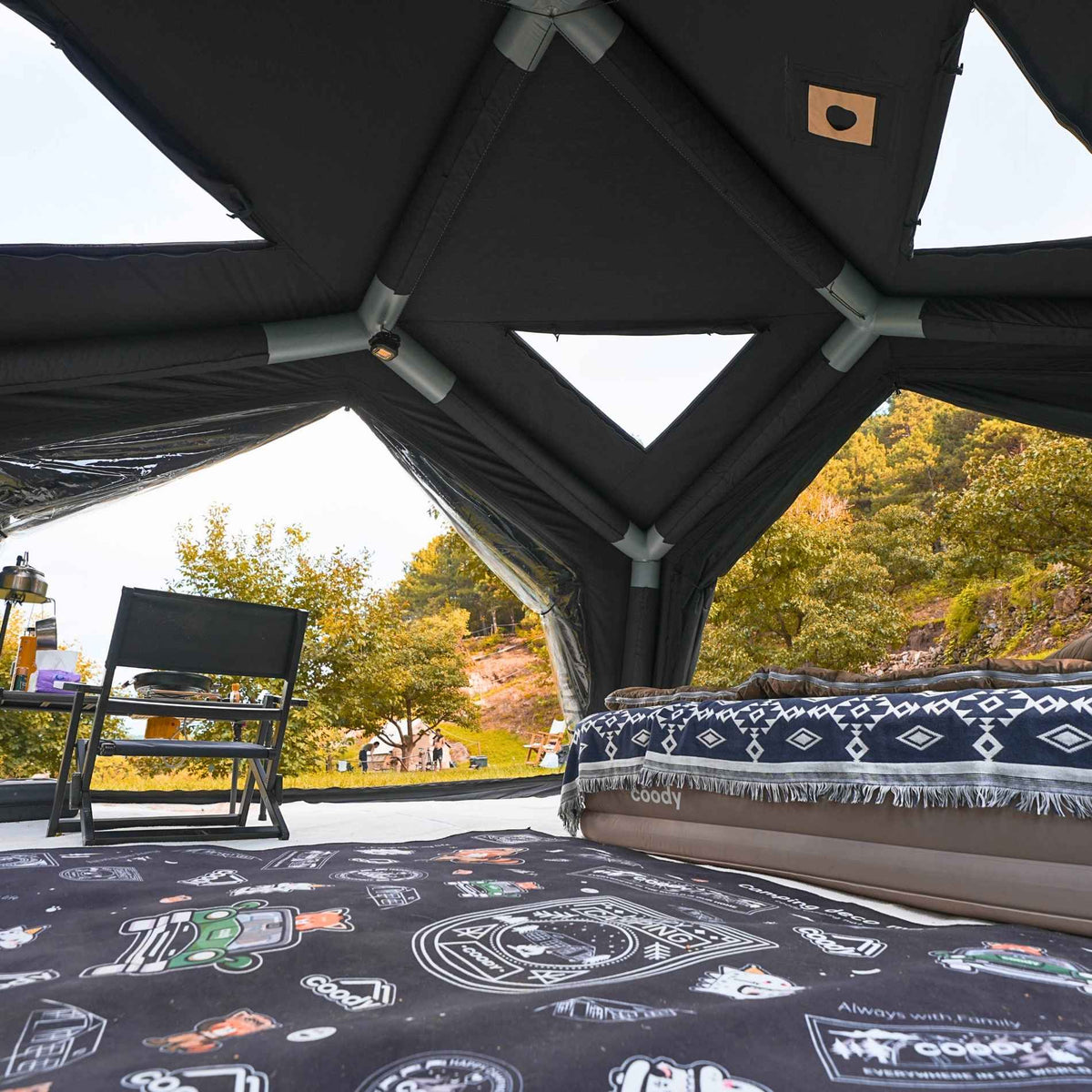 Coody AirTent Hub Shelter Black Inflatable Tents for Camping (2-6 Person)